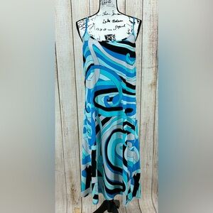 Michael Kors Midi Dress Size XL Summer Blue Retro Waves